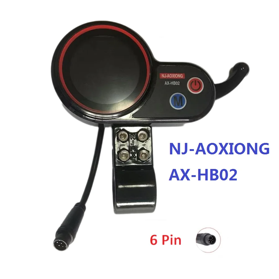 NJ-AOXIONG Electric Scooter Dashboard Meter Display Throttle, Adjustable, 6PIN, 36V, 48V, AX-HB02