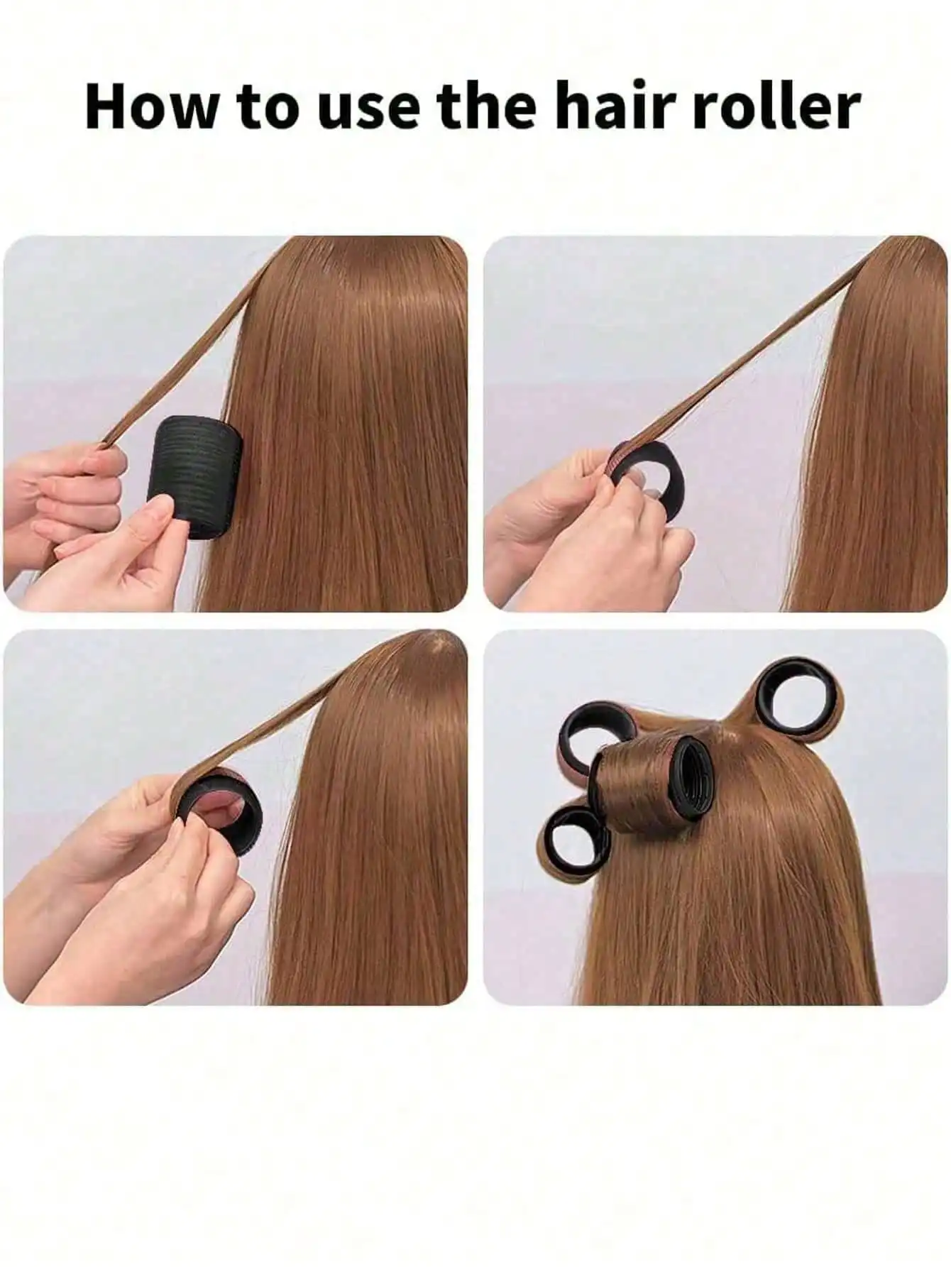 Conjunto de rolos de cabelo autoadesivos, 16 peças, para diferentes comprimentos de cabelo, modeladores sem calor com clipes como ferramenta de estilo de cabelo diy