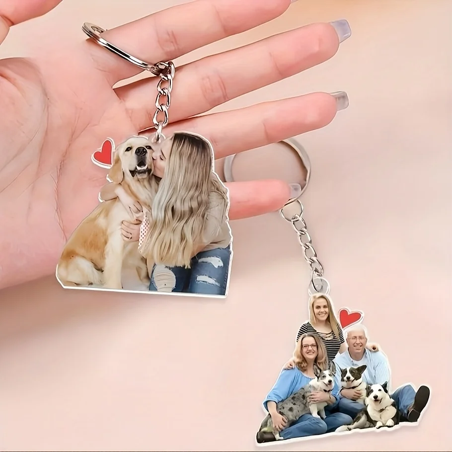 Personalized Customization, 1pc Custom Acrylic Photo Keychain Personalized Car Interior Pendant, Double-Sided Effect, Perfect Gi image 3