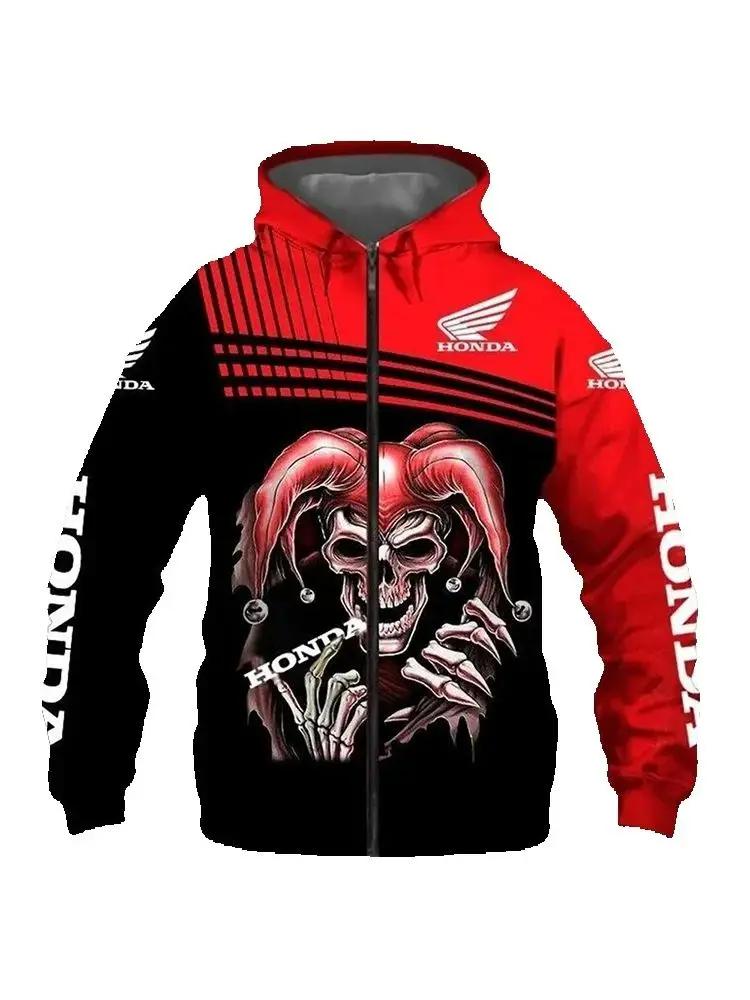 AliExpress 2025 Fashion Honda Motorcycle Racing Hoodie Cardigan Men's Spring and Autumn Beautiful Zippered 3D Printed Hoodie, Outdoor Bike
