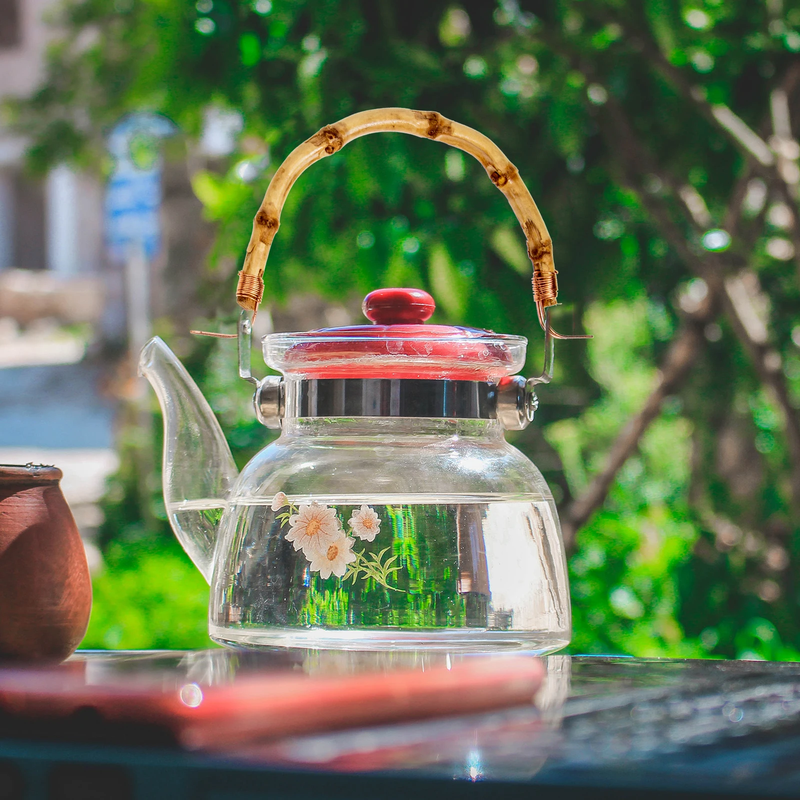 

4Pcs Bamboo Teapot Handle Kettle Grip Accessories Heat Resistant Safe Iron Material Prevent Hand Burns