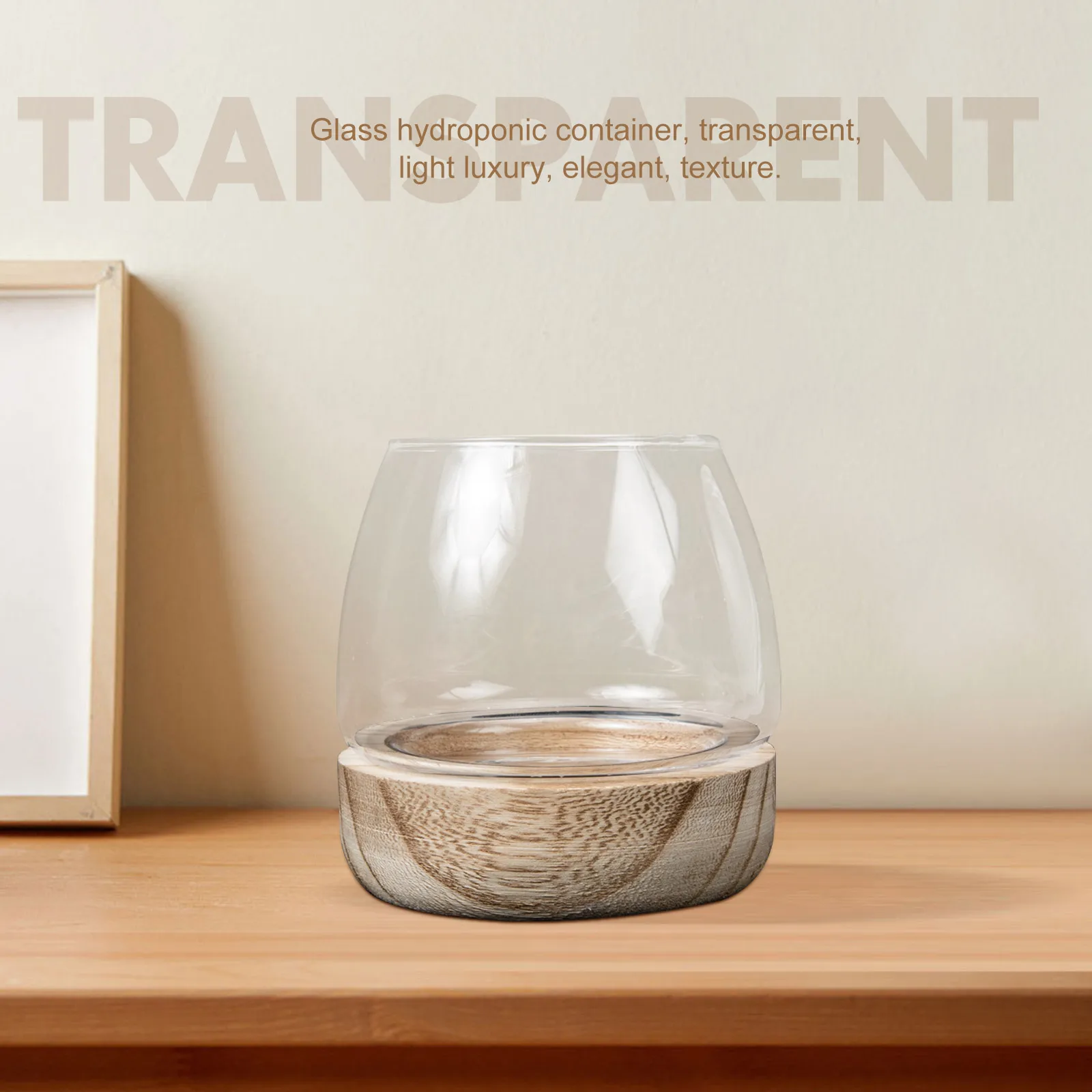 

Glass Vase Fish Tank Small Decoration Wooden Planter Premium Glass Material Sturdy Smooth Surface Easy Clean Home Hotel