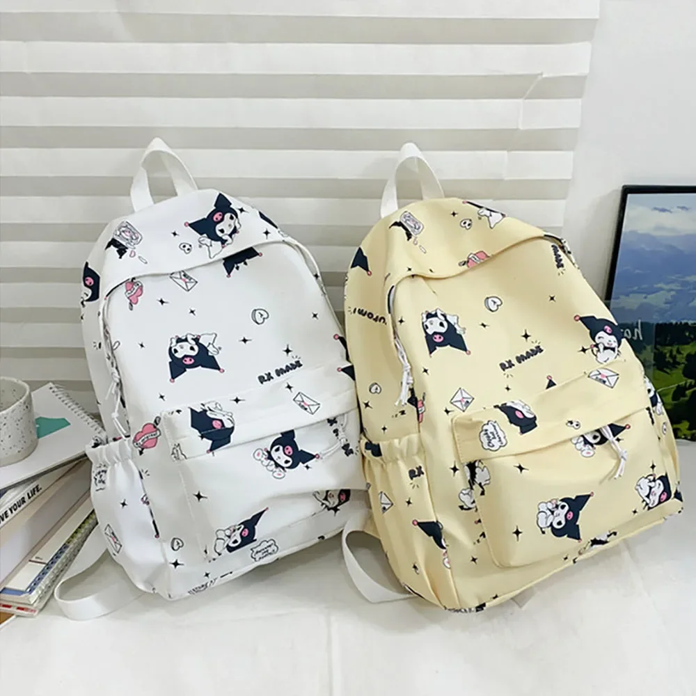 

Sanrio Kuromi Cartoon School Bag Kawaii Anime Printing Travel Bag Fashion Satchel Gifts For Kids Large Capacity Casual Backpacks