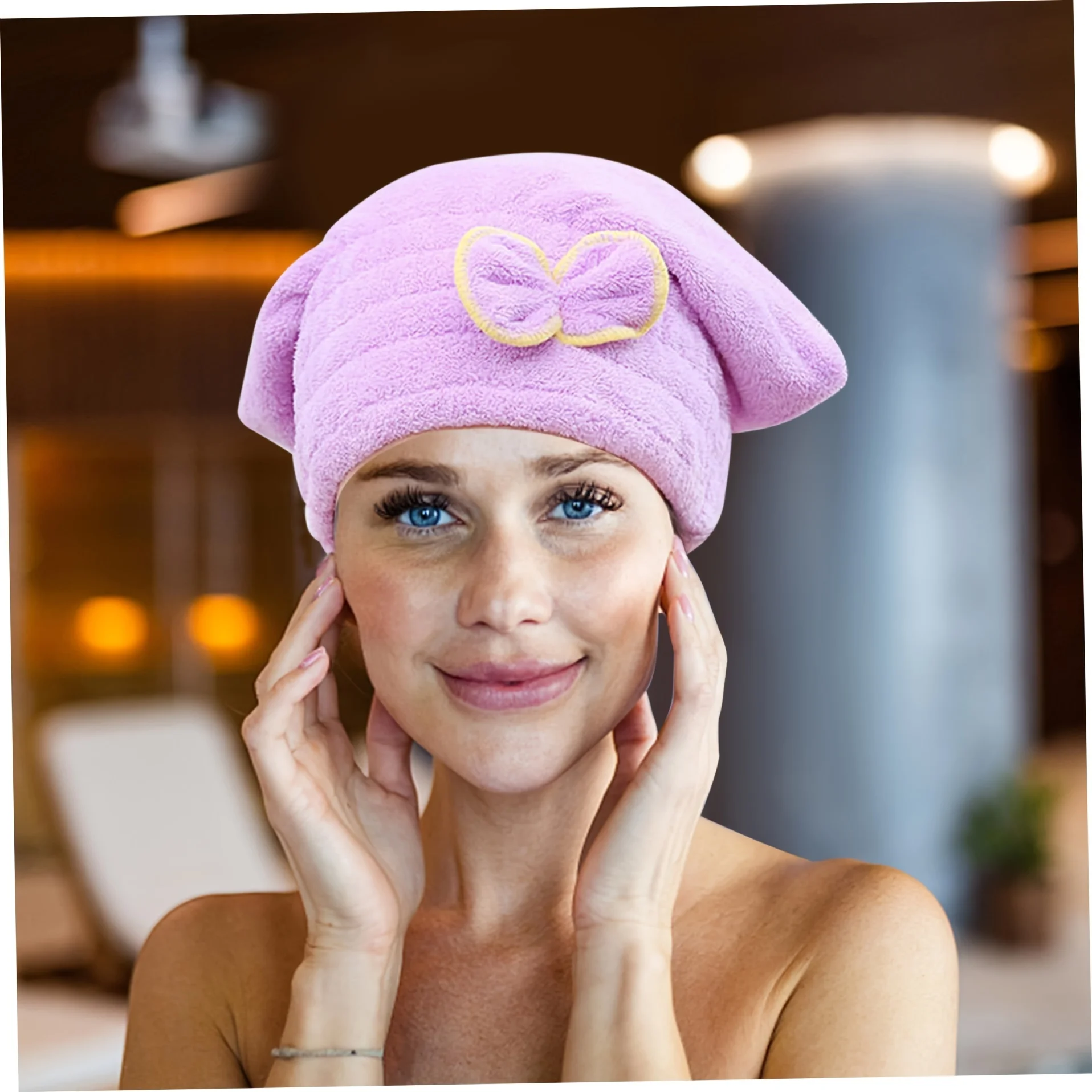 Women's Ultra-Fine Microfiber Hair Drying Towels, 4-Pack, Quick-Dry Elastic Turban Wrap for Relaxed and Normal Hair Types, Unsce