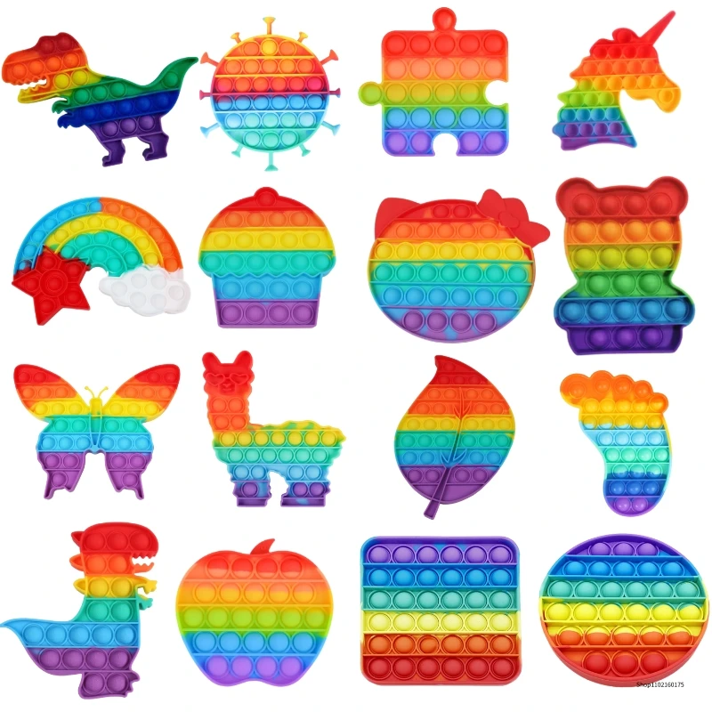 Sensory Toys Rainbow Dinosaur Fidget Toys Children Push Its Kawaii Autism Needs Squishy Stress Reliever Toys Aнтистресс