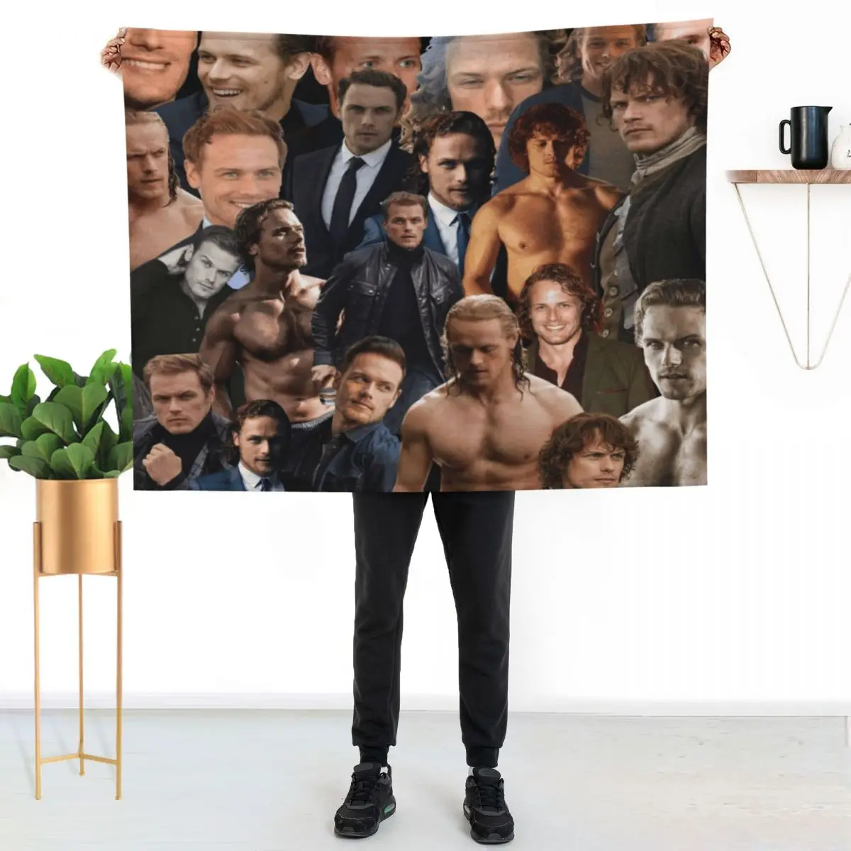sam heughan collage Throw Blanket Hairy Sofas Vintage Thermals For Travel Soft funny gift Blankets