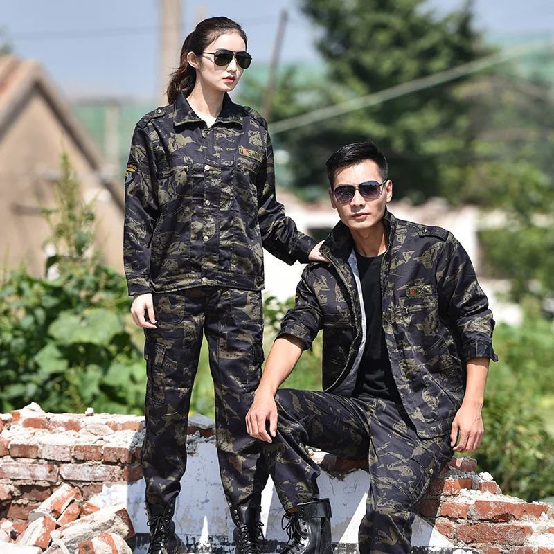 Men's camouflage work clothes set thickened labor protection clothing welder auto repair construction site work clothes