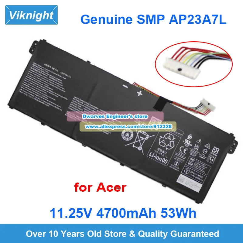 

Оригинальный аккумулятор SMP AP23A7L 11,25 В 4700 мАч 53 Втч для Acer Aspire 15 A15-41M R9JG R8Y2 R22W R3DU R5FW R2S6 R00C KT.00307.012