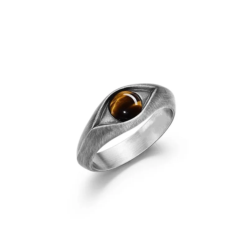 XIYANIKE Vintage Tiger Eye Stone Adjustable Rings For Men Women Punk Hip Hop Fashion New Jewelry Couple Gift Party Rock anillos view 5