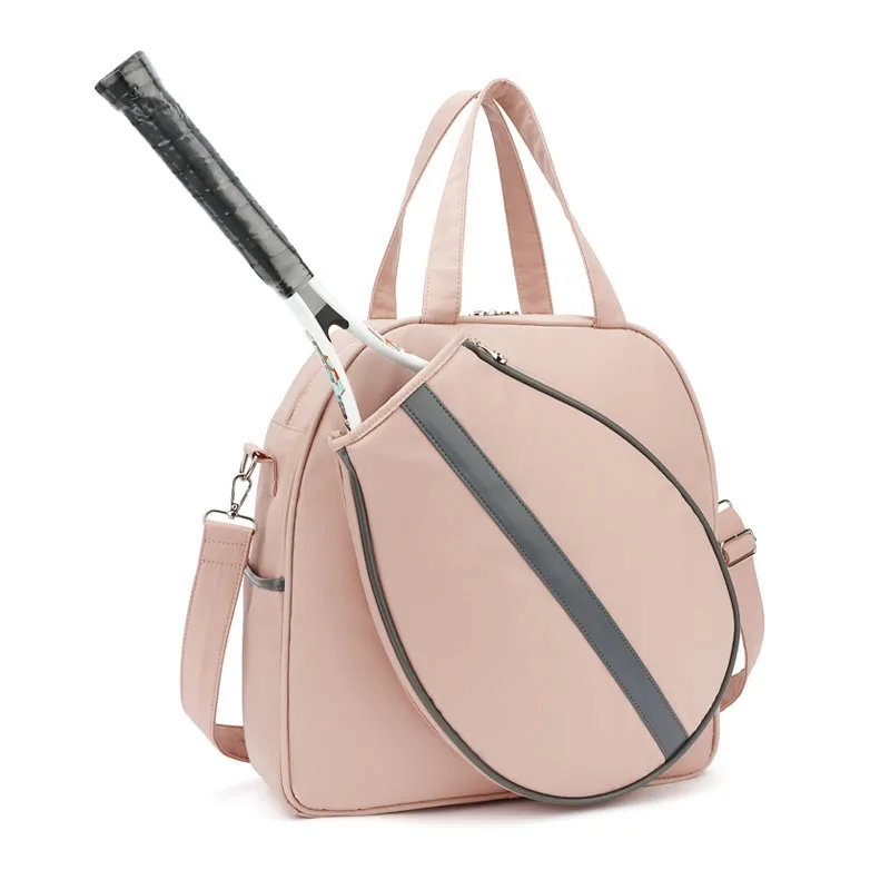 

Women's Pink 1 Pack Tennis Bag Portable Nylon Badminton Racket Shoulder Bag Dry Wet Separation Girls Sports Handbag Fitness Bags