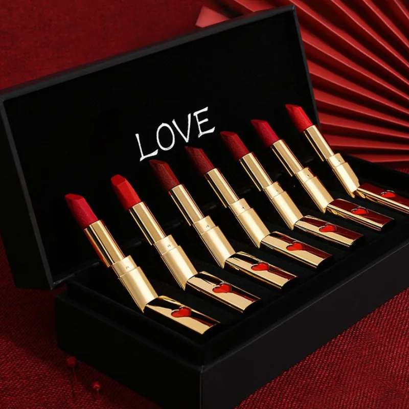 Matte Lipstick Gift Box Set Waterproof Make Up Long Lasting Lip Stick Red Velvet Nude Lipsticks Woman Cosmetics 7 Color