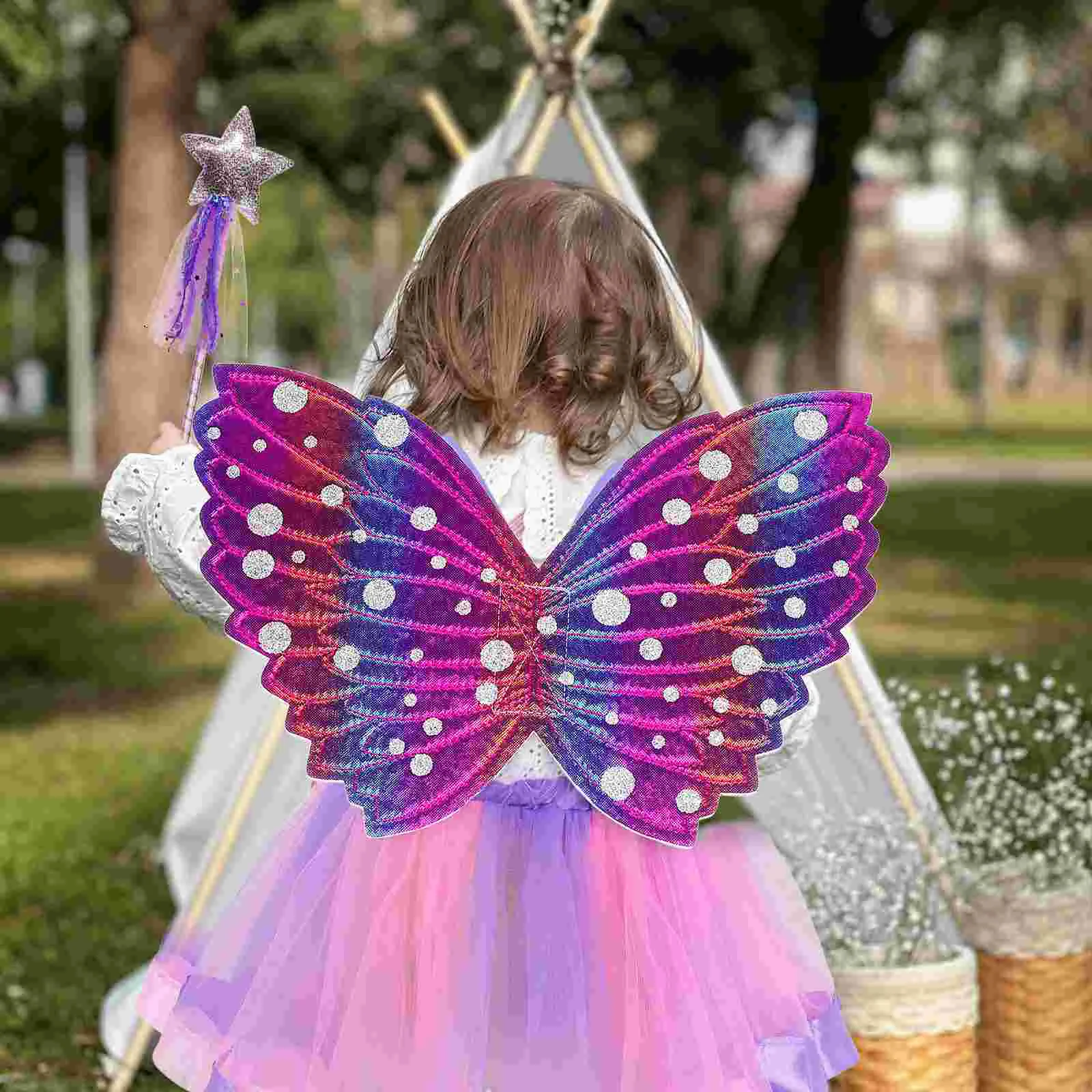 Girls Fairy Costume Children's Butterfly Wings Kids Three Piece Suit Toddler Outfits