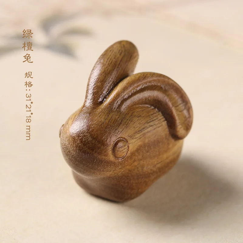 

2PCS Sandalwood carving lovely rabbit Ruyi ornaments Chinese zodiac diy ornaments rabbit mascot children's gift Customized