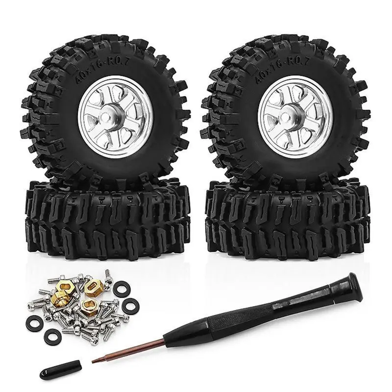 FBIL-Metal 0.7Inch Wheel Hub Rim For AXIAL 1/30 SCX30 RC Crawler Car RC Crawler Car Wheel Hub Rim RC Car Rubber Tires White