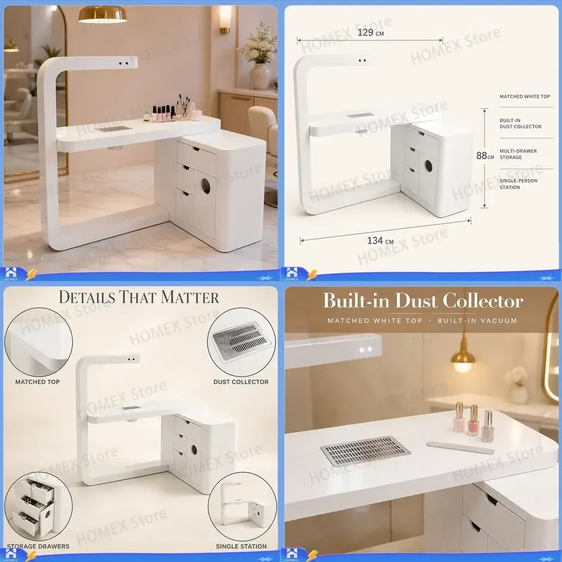Modern Nail Salon Furniture Manicure Table with Storage Professional Beauty Station Desk for Nail Tech Studio Equipment