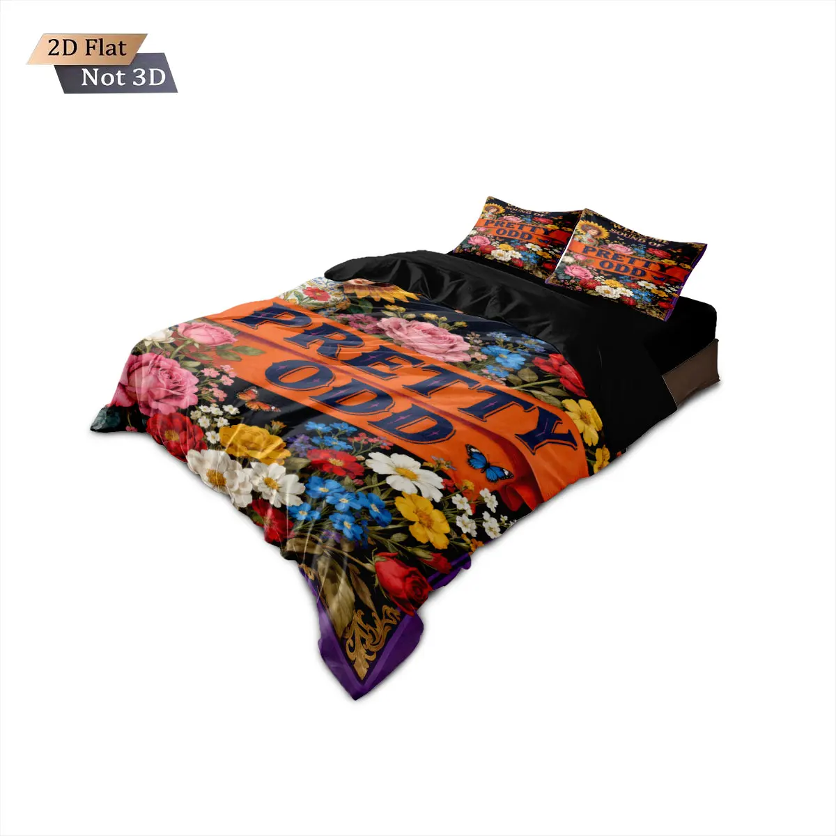 3pcs Monet Garden Colored Flower Printed Coreless Down Duvet Cover Multi Size Soft Bedding Decoration Machine Washable