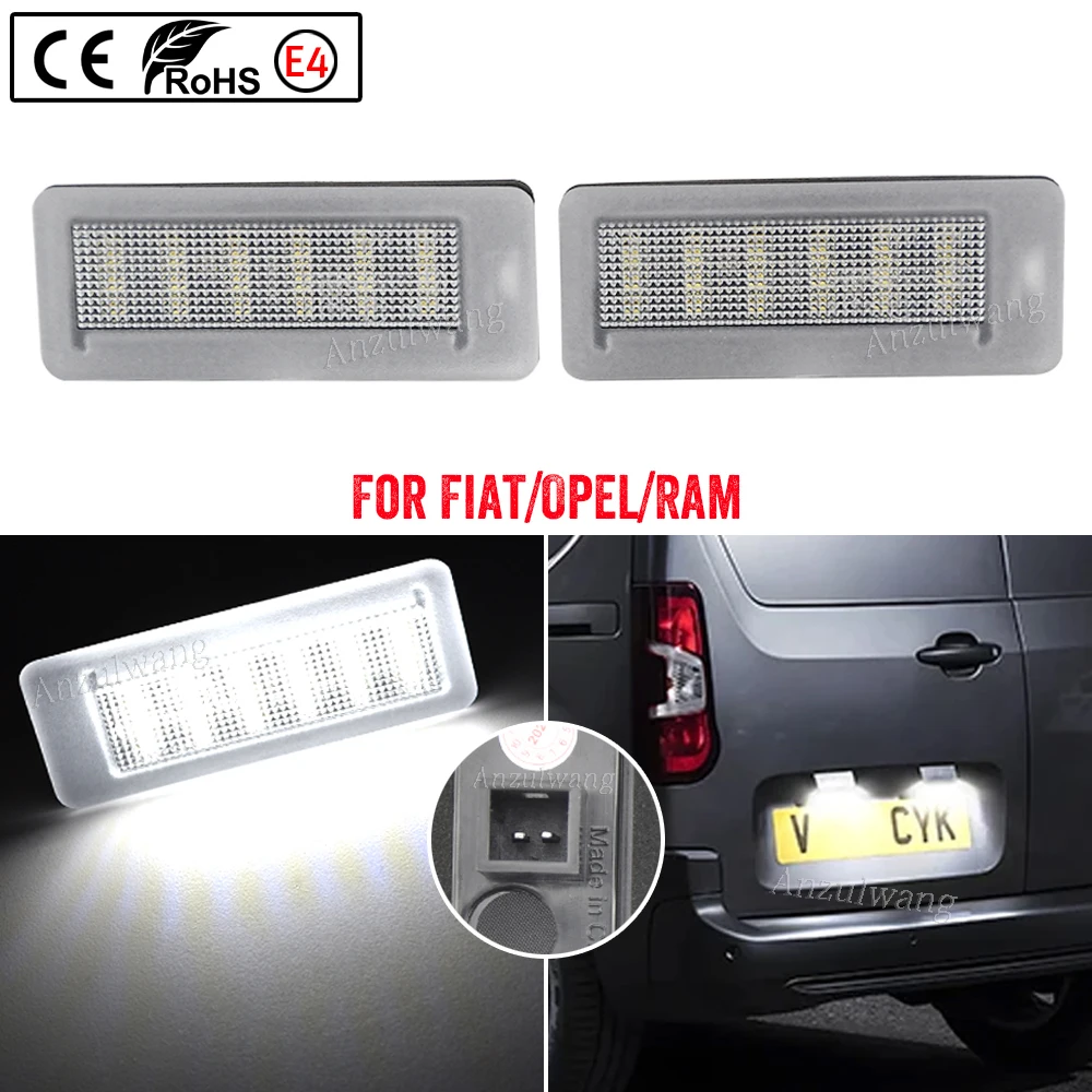 LED Lamps For Fiat Doblo Pratico Opel Combo License Plate Lights 2PCS Number Plate Lamp For Ram ProMaster City