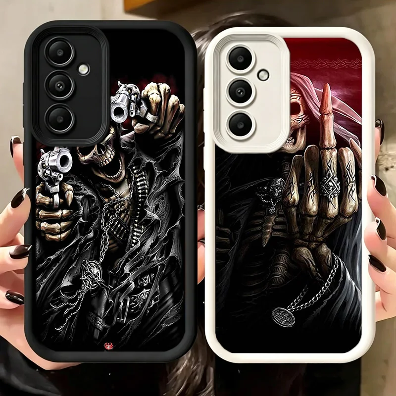 Grim Reaper Skull Skeleton Phone Case For Samsung A17 A27 A57 A16 A26 A36 A56 A15 A25 A35 A55 A05S A06 A07 Galaxy M15 M16 M23 M3
