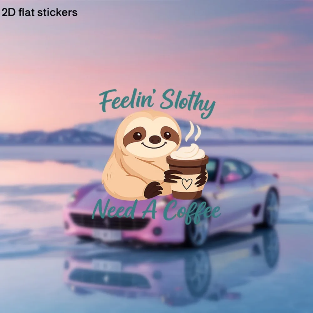 

Car Decals Featuring an Adorable Sloth with a Coffee Cup Ideal for Cars Laptops Water Bottles Notebooks And More! Sturdy