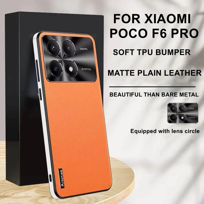 

Shockproof Soft Leather Case for XiaoMi Poco F6 Pro Shockproof Lens Protection Cover for Poco F5 Pro Phone Case Shell Back Cover