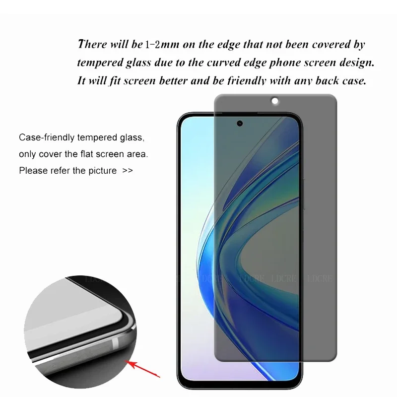 4Pcs For Honor X7B Glass For Huawei Honor X7B Screen Protector Protective Anti-Spy Privacy Cover Glue Tempered Glass Honor X7B
