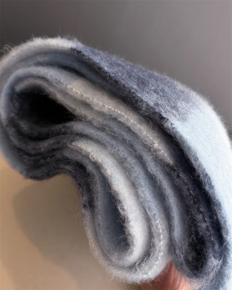 Warmer Dicker Winterschal für Damen, Mohair, Kariert, Weicher Quastenschal, Pashmina, Großer Halsdecken-Schal – Detail 12