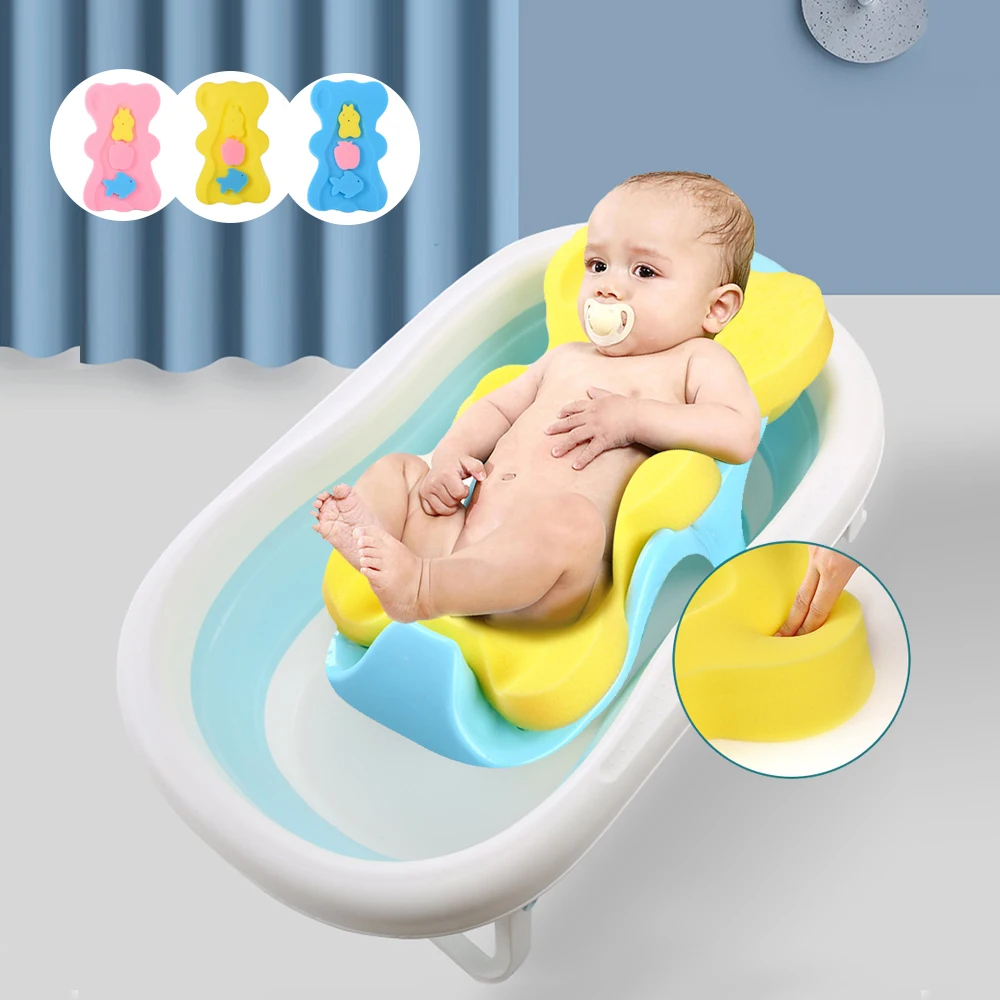 

Baby Shower Bath Tub Pad Lnfant Baths Holder Non-slip Sponge Cushion Newborn Safety Security Bathtub Seat Support Nets Mat