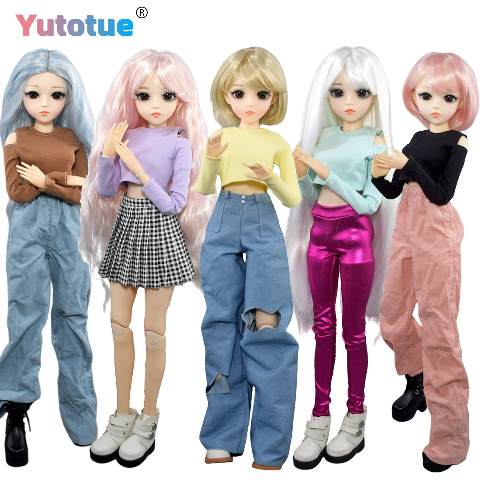 

YUTOTUE 60cm Height Girl Doll Toy 18 Joints Body with Clothes Shoes Hair Wigs Full Set Outfits Changeable