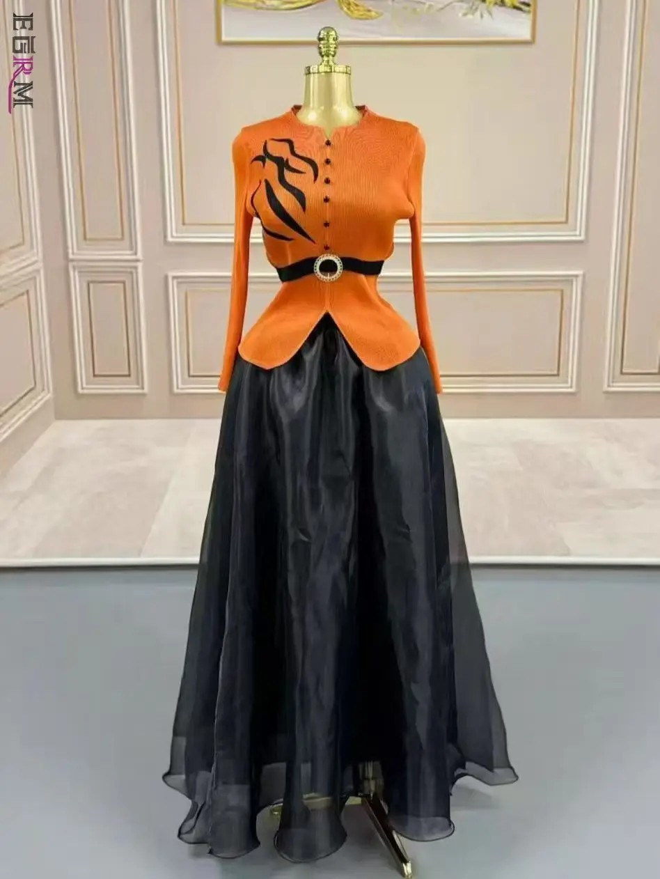 

EGRM Элегантный плиссированный африканский комплект из 2 предметов для женщин, новинка 2023 года, большие размеры, длинные комплекты для свадебной вечеринки, Дашики, наряд Анкары, халат 7R15079