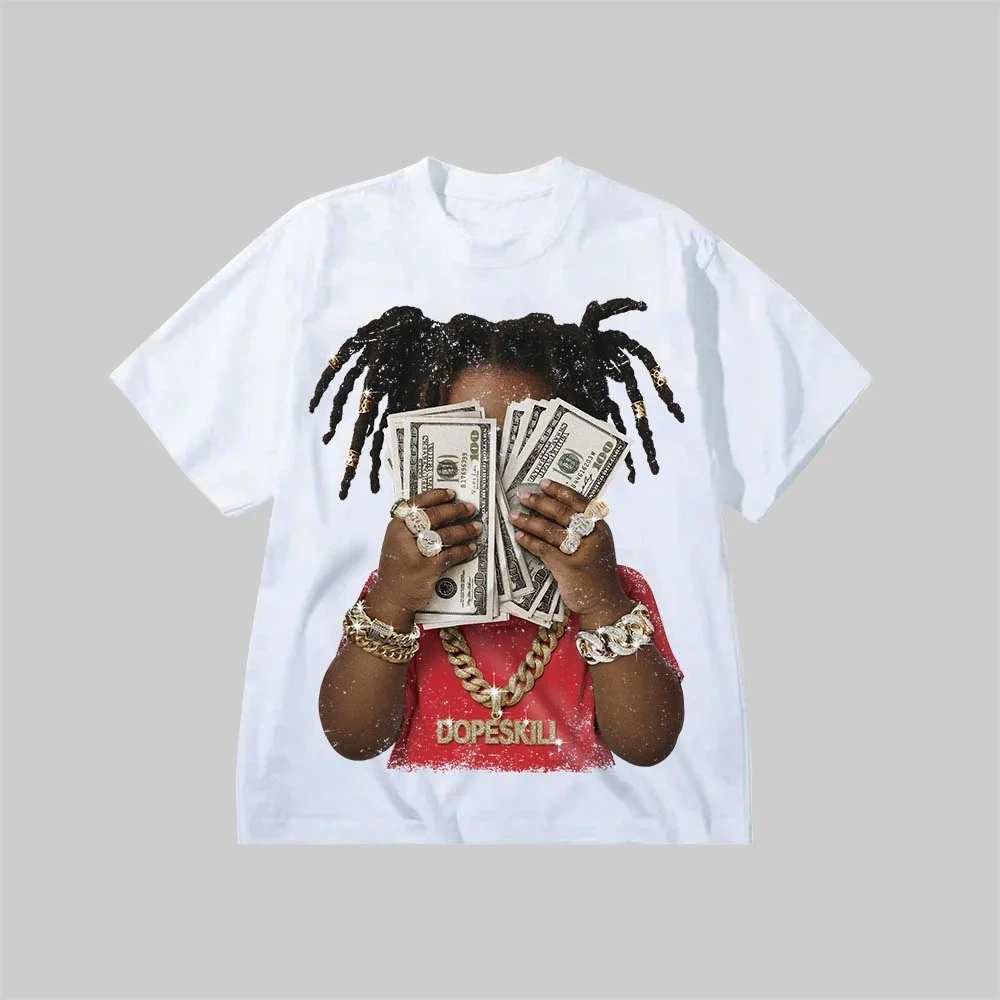 

Rich Youth Premium Graphic Printing Summer Luxury Brand Cotton Men's and Women's T-Shirts Short Sleeves Street Fashion Trend