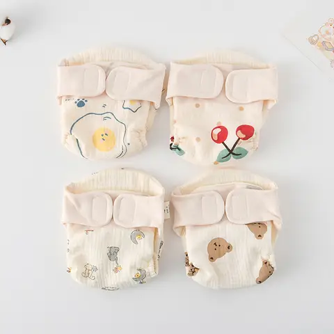 New Summer Cotton Baby Reusable Taped Diaper Cartoon Baby Training Pants Infant Shorts Nappies Panties Changing Underwear Cloth