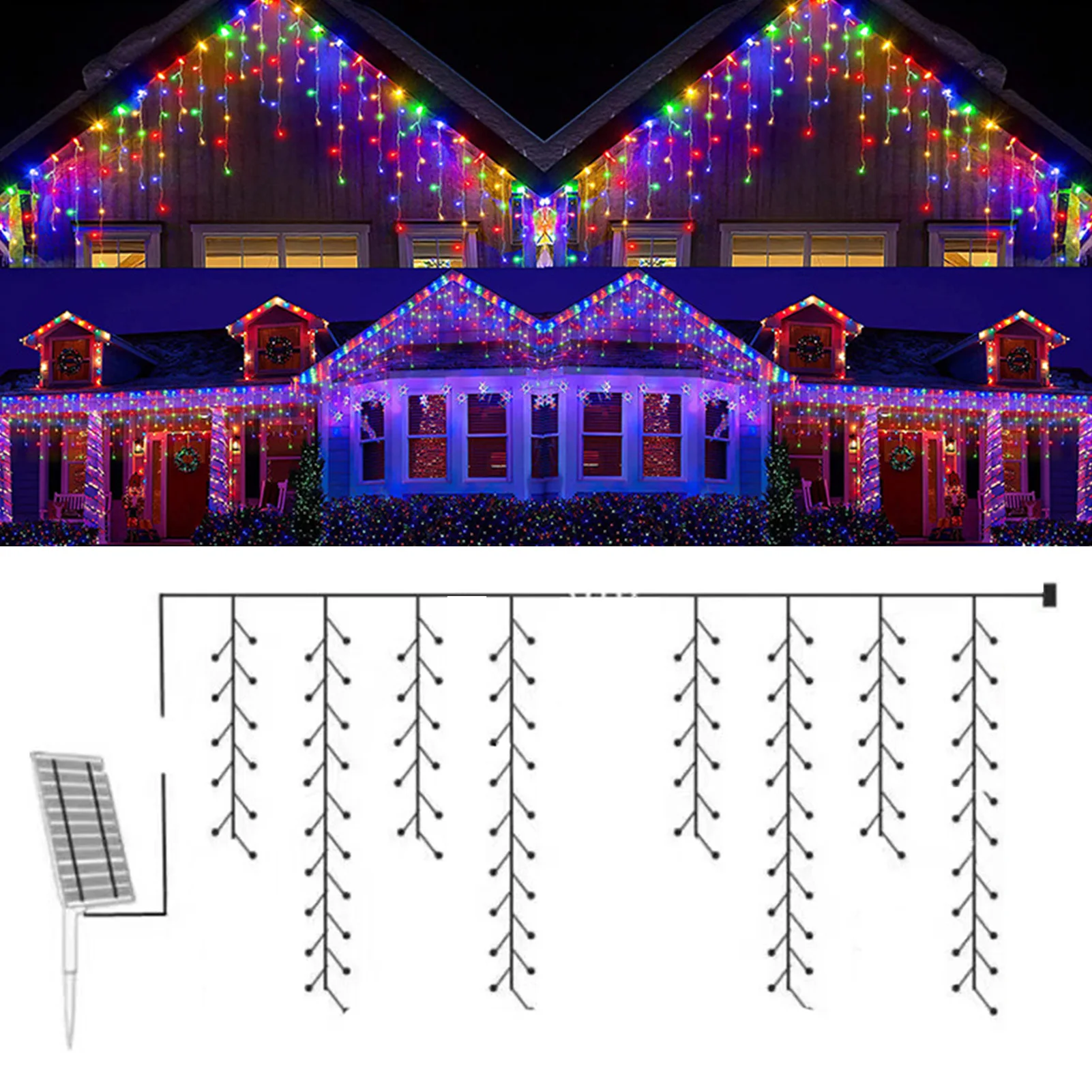 

Outdoor Solar Light String Camping Hiking Tent Canopy Shelter Decoration Colorful LED Light String 2025 Christmas Decorations