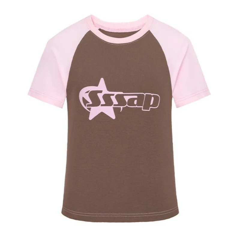 Aesthetic Summer Baby Tee Y2K Korean Patchwork Clothes Emo Streetwear Goth Harajuku Graphic Print T-shirt Women Vintage Crop Top
