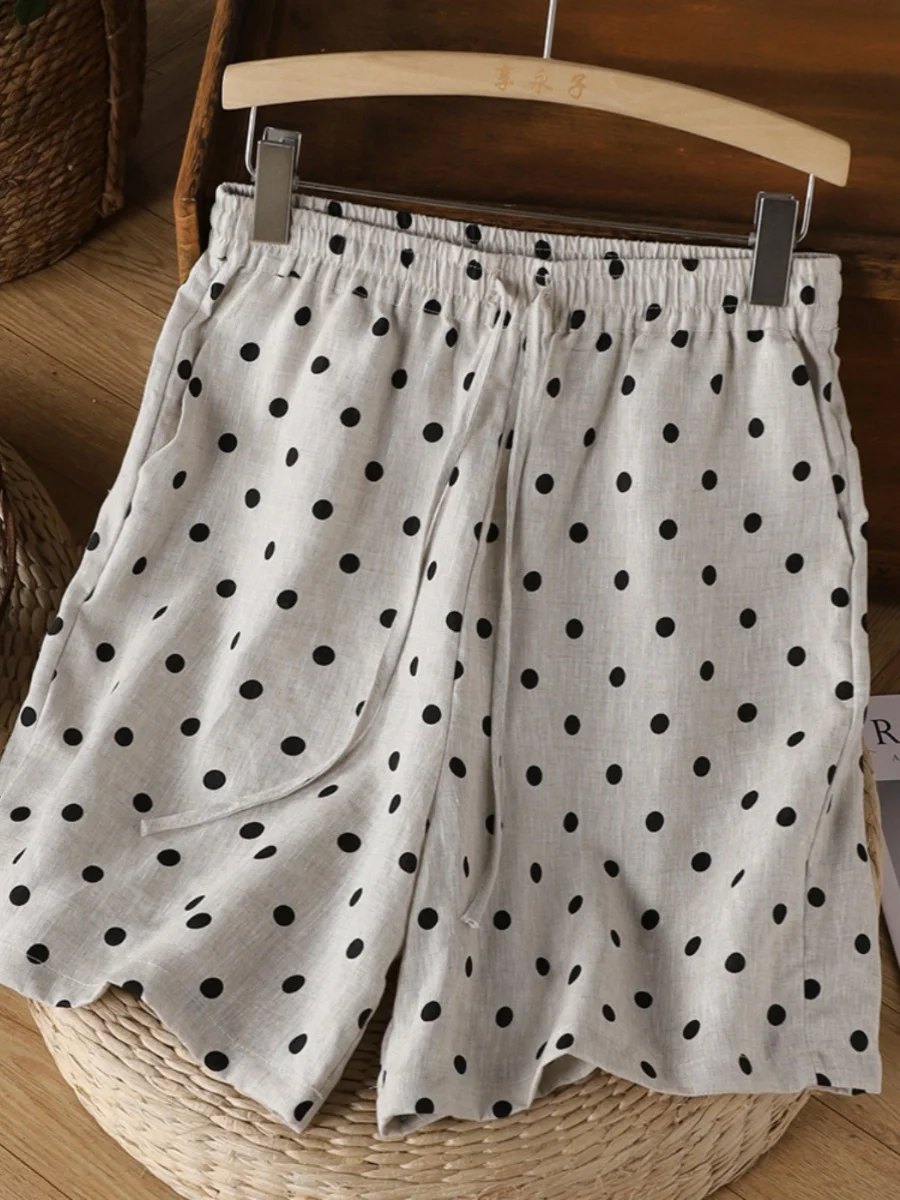 

Высококачественные японские женские шорты в горошек Sle Han Ma, свободные, художественные, в стиле ретро, с эффектом похудения, широкие, повседневные, для поездок на работу