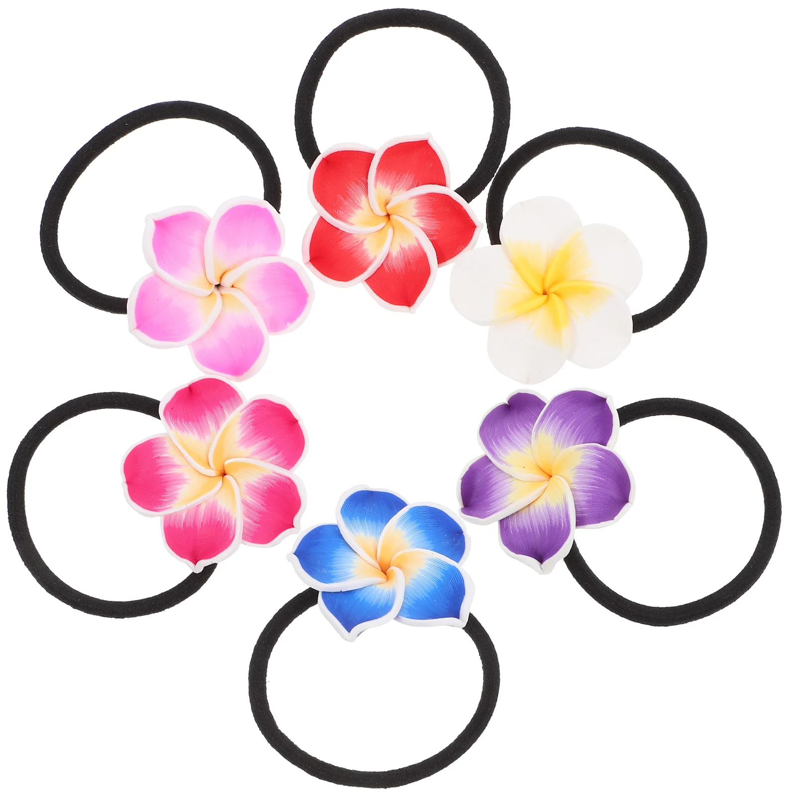 

12 PCS Plumeria Hairband for Girl Flower Simulation Decoration Pins Clear Elastic Ties