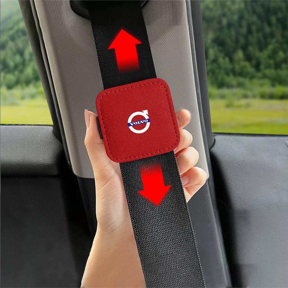 PU Leather Car Seat Belt  Fixed Limit With Card Clip Interior Accessories for Volvo R Design T6 AWD C30 C40 C50 C70 S40 S60 S70