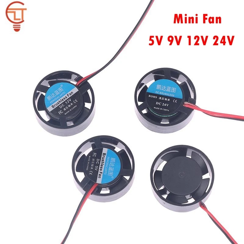 1Pcs DC 5V 9V 12V 24V Mini Fan For Led Lamps Computer Radiator 25.5x10mm Notebook Round Micro Cooling Fan Top Quality