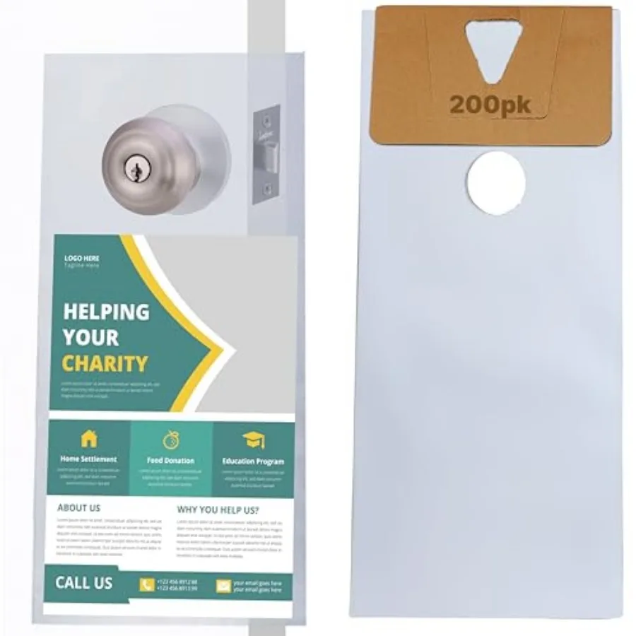 

TidyFriend Plastic Door Hanger Bags 6" x 12" 200 Pack,Clear Door Hanger Bags Protects Flyers, Brochures, Notices, Printed Mater