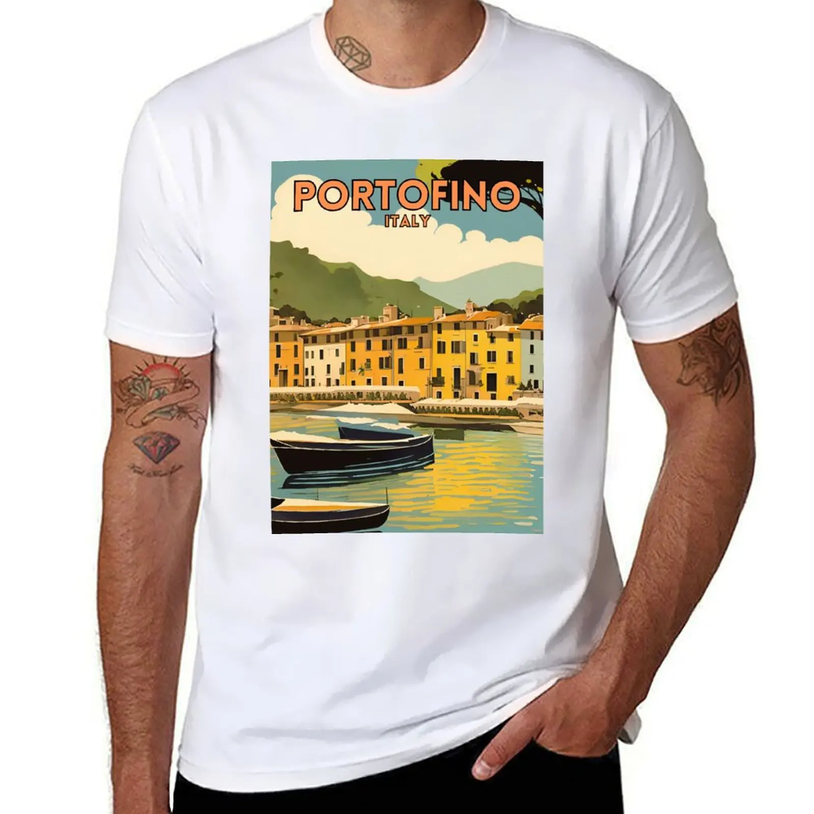 

Portofino Italy Travel T-Shirt essential t shirt t shirt for man 100 percent cotton
