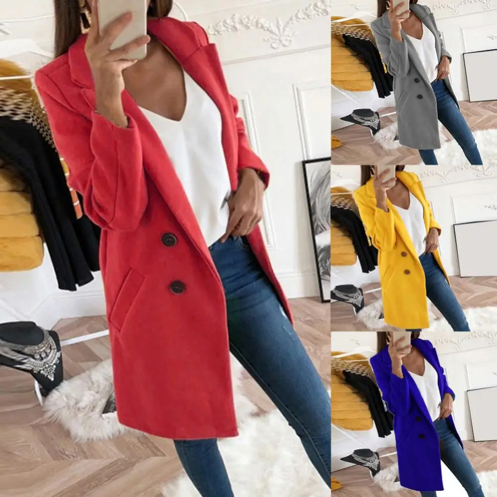 2024 Autumn Winter Women Korean Fashion Casual Jacket Turn Down Collar Mid Long Coat 5XL Large Size Solid Color Warm Woolen Coat