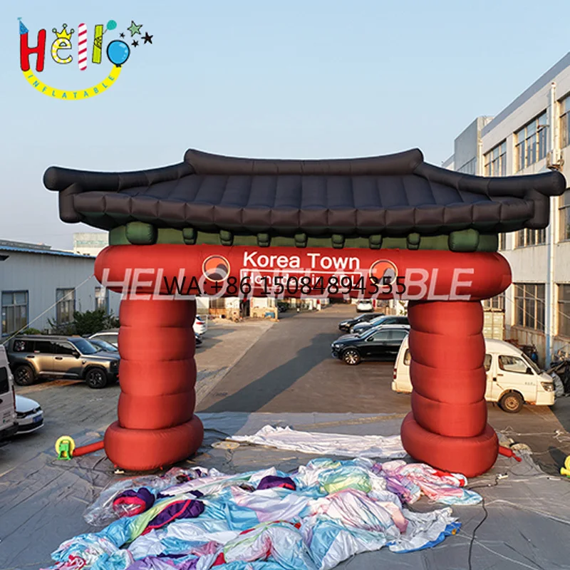 

Retro Inflatable Korean Town Gate Archway Traditional Style Arch for Cultural Festival Event Entrance Decoration Props