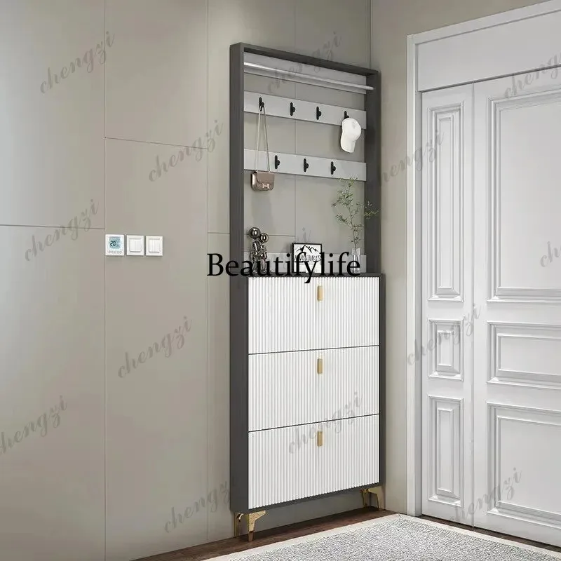 F4567 Modern Tall Wooden Shoe Cabinet Italian Style Storage Organizer Shoe Rack Display Space Saving Zapatero Tela Furniture Hom