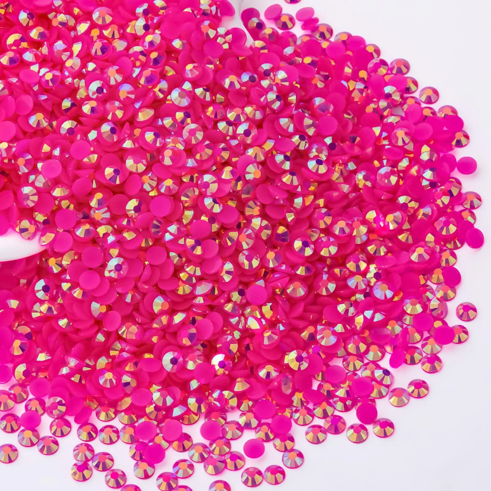 Hot Pink AB Resin Jelly Rhinestones 2mm 3mm 4mm 5mm 6mm Drill Faux Gems Bead for Crafts DIY Nail Art Charms Supplies Stones Bulk