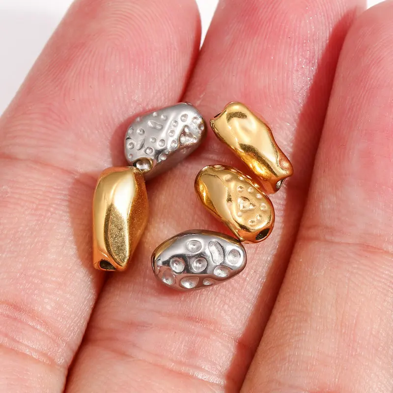 

Handmade DIY Stainless Steel Irregular-Shaped Beads Jewelry Accessories Through-Hole Necklace Decoration Materials