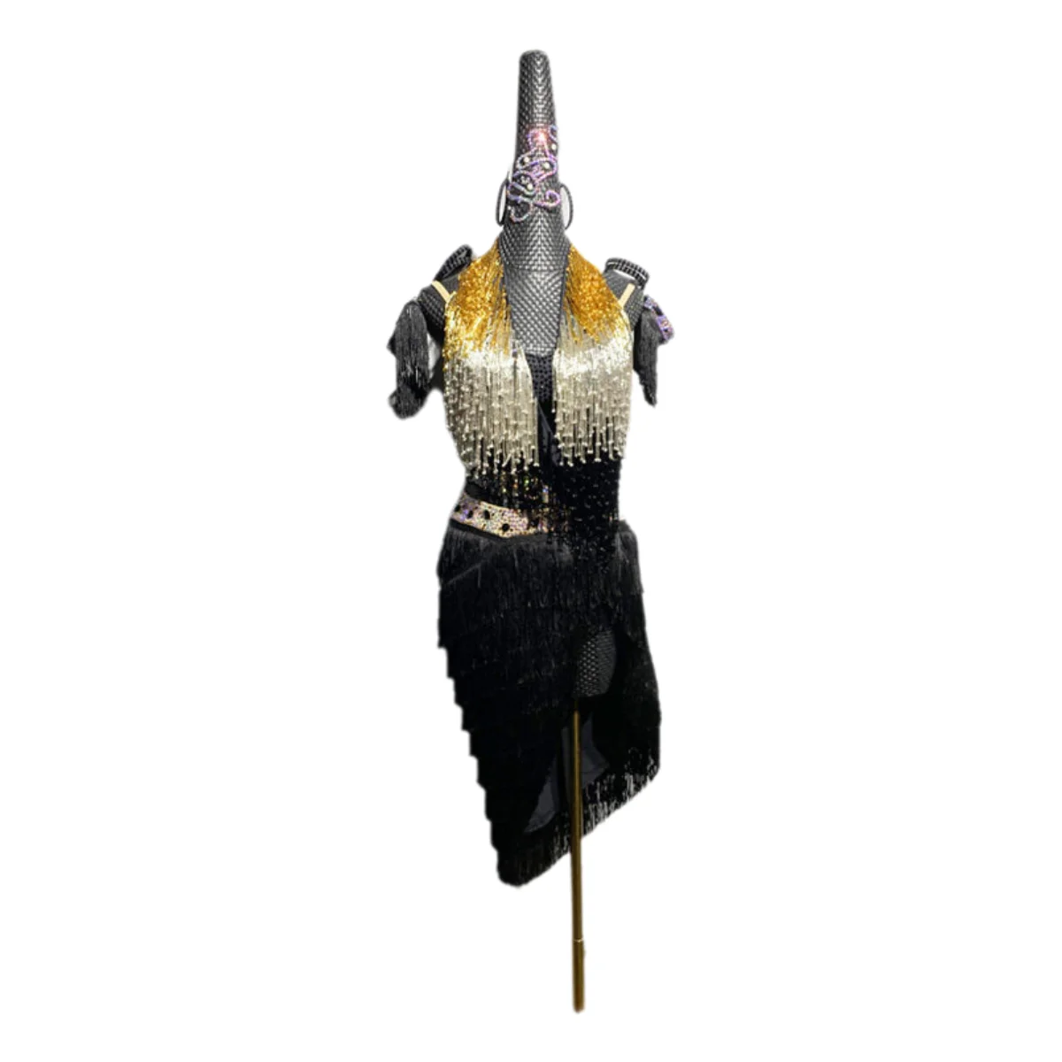 Latin Dance AB Stone Female Adult Children High-End Customized Gradient Bead Tube Tassel Tango Team Performance Dress