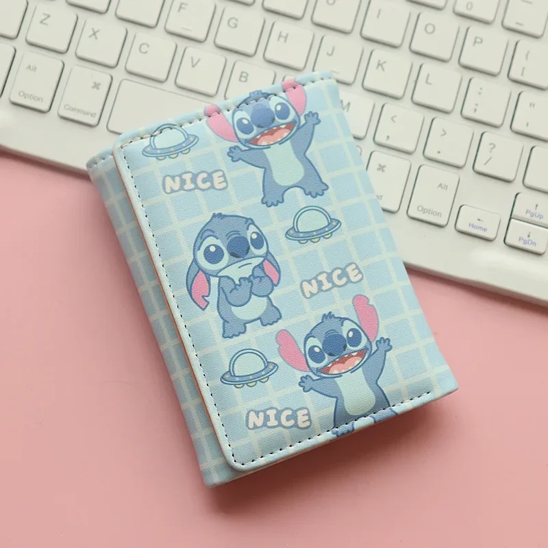 Disney Stitch Short Wallet Cartoon Fashion Trifold Wallet for Women Girls Anime Print Coin Purse Cute Multi-card Slot Kids Gifts