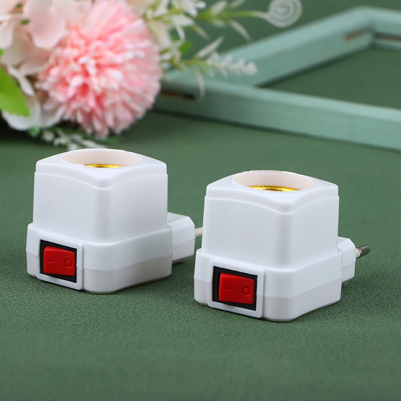 1Pc E27 Socket Lamp Bulb Adapter White LED Light Lamp Bulbs Socket Base Lamp Holder Holder Plug Adapter ON/OFF Switch