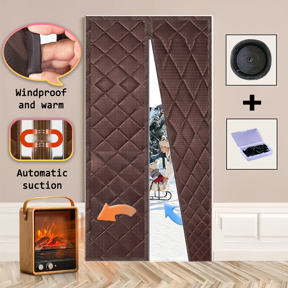 Magnetic Heavy Duty Thermal Curtain Soundproof Energy Saving Windproof Indoor Outdoor No Install Wood Aluminum Door