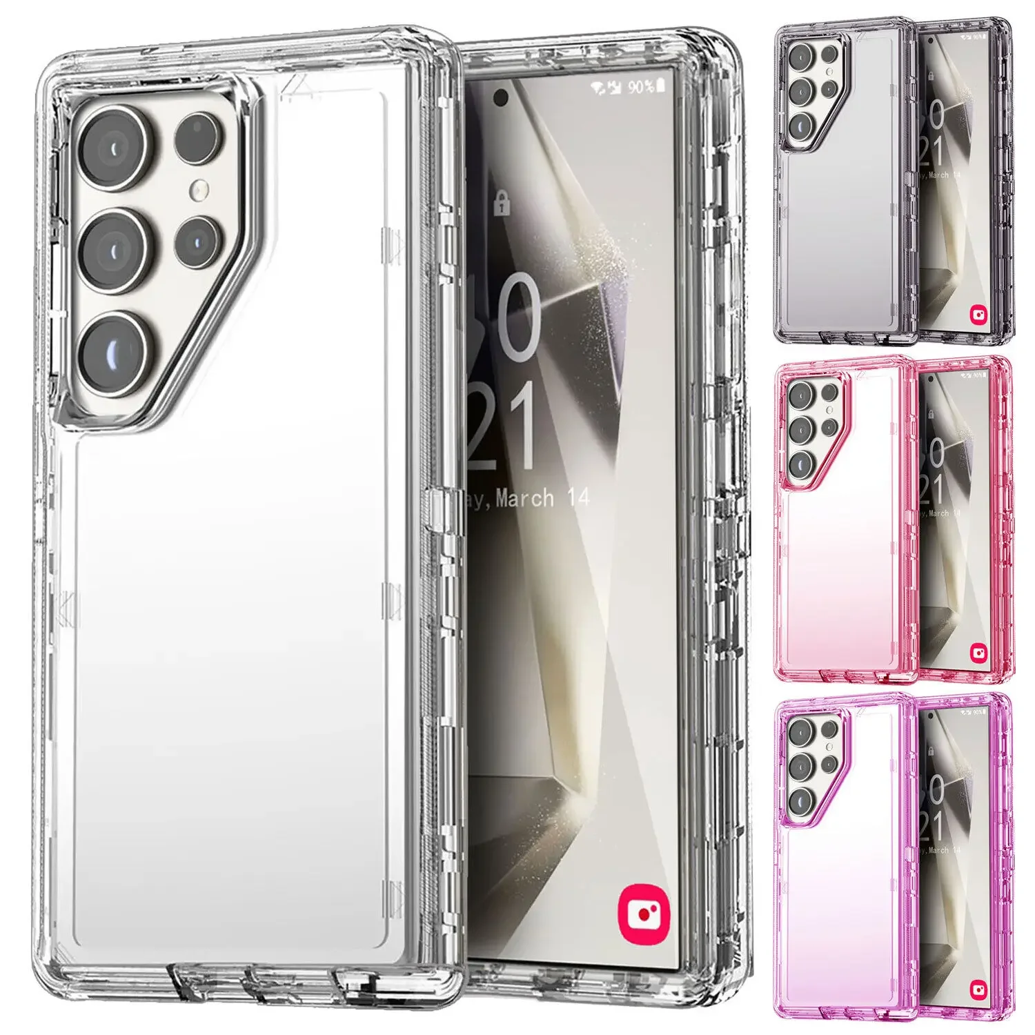 Heavy Duty Transparent Bumper Shockproof Otterbox Case for Samsung Galaxy S25 Ultra S23 S20 S22 S21 S24 Note 20 Protec Cover