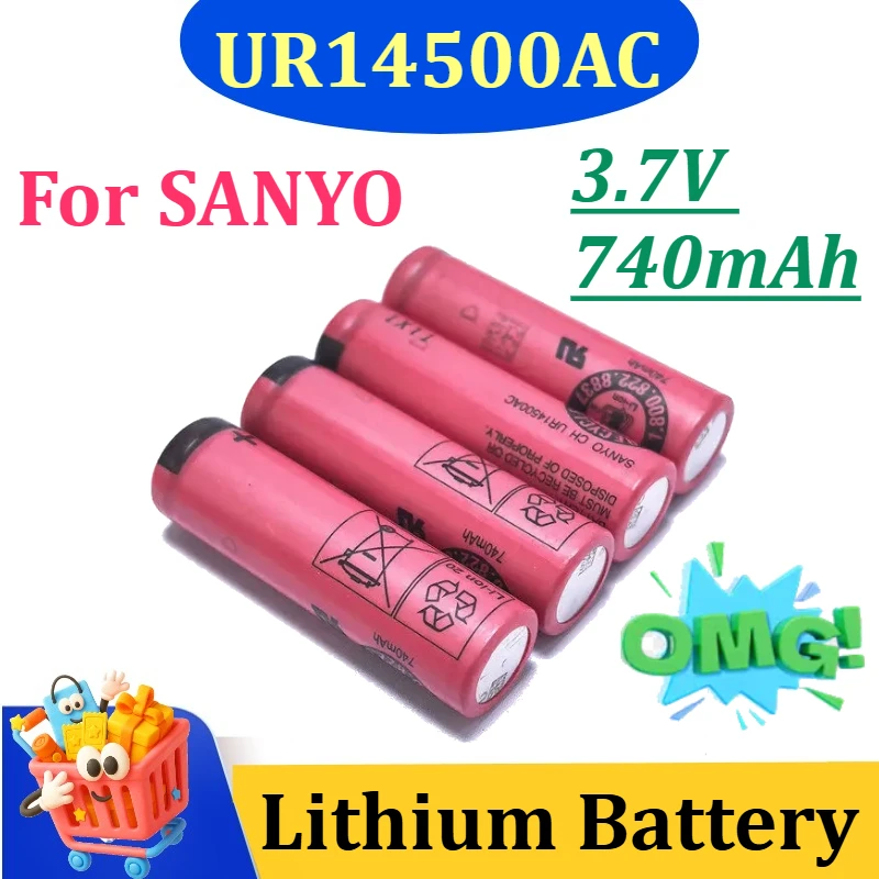 For SANYO UR14500AC 3.7V 740mAh 14500 Lithium Battery Genuine